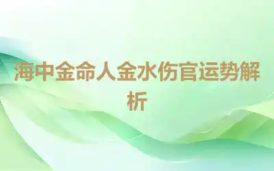 海中金命人金水伤官运势解析