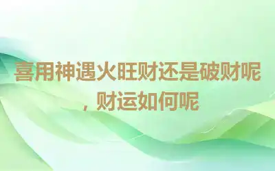 喜用神遇火旺财还是破财呢，财运如何呢