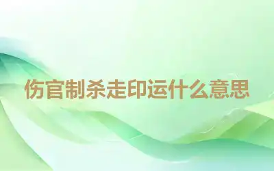 伤官制杀走印运什么意思