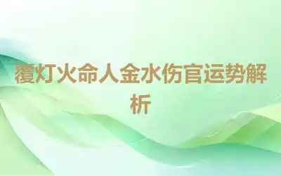 覆灯火命人金水伤官运势解析