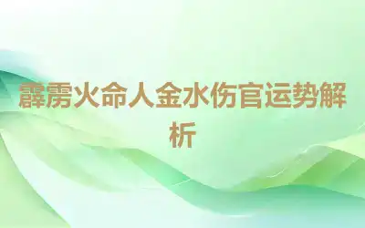 霹雳火命人金水伤官运势解析