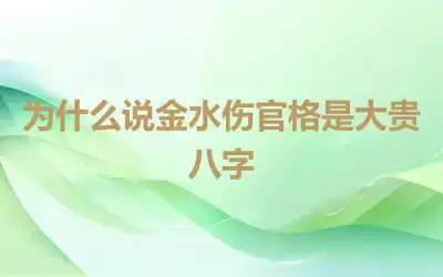 为什么说金水伤官格是大贵八字