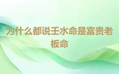 为什么都说壬水命是富贵老板命