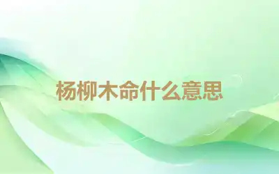 杨柳木命什么意思