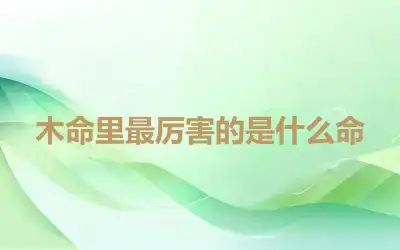 木命里最厉害的是什么命