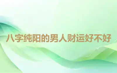 八字纯阳的男人财运好不好