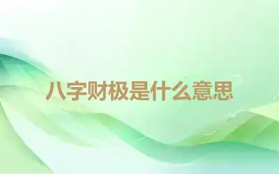 八字财极是什么意思