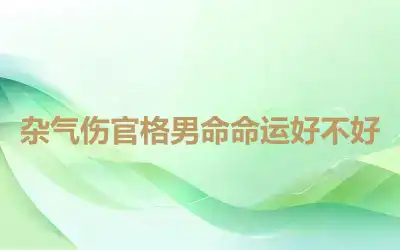 杂气伤官格男命命运好不好