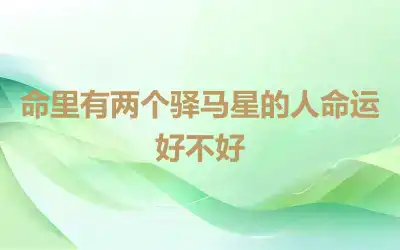 命里有两个驿马星的人命运好不好