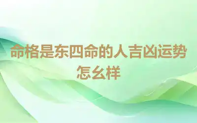 命格是东四命的人吉凶运势怎幺样